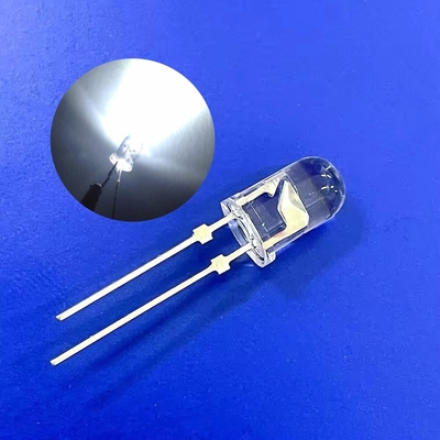 디프 교통 경보등 LED 다이오드 5mm 45° 흰색 9000K 22000mcd 선명한 렌즈