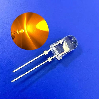 5mm 트래픽 노란색 595nm 12000mcd 골드 와이어 둥근 헤드 핀